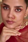 Shop_Paisley Pop_Gold Plated Pearls, Stones Kundan Embellished Nosepin _at_Aza_Fashions