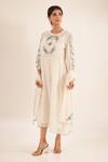 Shop_Tatwa_Ivory Chanderi Embroidery Round Neck Elizabeth Kurta With Scarf _Online_at_Aza_Fashions