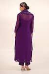 Shop_Tatwa_Purple Chanderi, Cotton Embroidery, Sequins, Zari Split Day Dream Kurta Set _at_Aza_Fashions