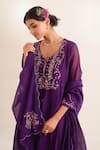 Buy_Tatwa_Purple Chanderi, Cotton Embroidery, Sequins, Zari Split Day Dream Kurta Set 