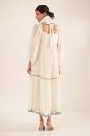 Shop_Tatwa_White Chanderi Embroidery, Tassels Square Victorian Art Tiered Kurta With Scarf _at_Aza_Fashions