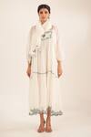 Buy_Tatwa_White Chanderi Embroidery, Tassels Square Victorian Art Tiered Kurta With Scarf _at_Aza_Fashions
