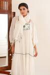 Buy_Tatwa_White Chanderi Embroidery, Tassels Square Victorian Art Tiered Kurta With Scarf _Online_at_Aza_Fashions