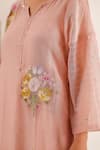 Buy_Tatwa_Pink Chanderi, Cotton Embroidery, Beads, Lace Split Twin Bouquet Kurta Set 