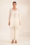 Tatwa_Off White Chanderi Embroidery, Sequins, Beads Split V-neck Top Palazzo Set _Online_at_Aza_Fashions