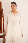 Shop_Tatwa_Off White Chanderi Embroidery, Sequins, Beads Split V-neck Top Palazzo Set _Online_at_Aza_Fashions