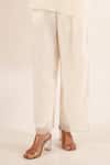 Buy_Tatwa_White Chanderi Embroidery, Lace Round , Keyhole Top Pant Set _Online_at_Aza_Fashions