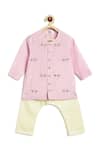 Shop_Tiber Taber_Pink Viscose, Cotton Embroidery Kurta And Pyjama Set _at_Aza_Fashions