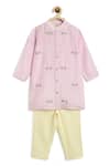Shop_Tiber Taber_Pink Viscose, Cotton Embroidery Kurta And Pyjama Set _at_Aza_Fashions