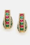 Shop_Ruby Raang_Multi Color Stones, Crystals Kundan And Enamel Embellished Hoop Earrings _Online_at_Aza_Fashions