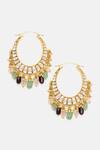 Shop Ruby Raang Multi Color Stones, Pearls, Beads Kundan And Embellished Hoop Earrings Online at Aza Fashions Shop_Ruby Raang_Multi Color Stones, Pearls, Beads Kundan And Embellished Hoop Earrings _Online_at_Aza_Fashions