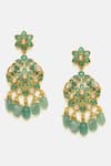 Shop Ruby Raang Green Stones, Pearls Kundan And Drop Earrings Online at Aza Fashions Shop_Ruby Raang_Green Stones, Pearls Kundan And Drop Earrings _Online_at_Aza_Fashions