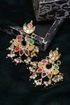 Shop_Ruby Raang_Multi Color Stones, Pearls Kundan And Embellished Drop Earrings _at_Aza_Fashions