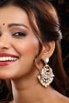 Buy_Ruby Raang_White Stones, Pearls Kundan And Embellished Drop Earrings _at_Aza_Fashions