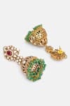 Buy_Ruby Raang_Multi Color Stones, Beads Kundan And Embellished Jhumki Earrings _Online_at_Aza_Fashions