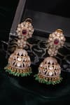 Shop_Ruby Raang_Multi Color Stones, Beads Kundan And Embellished Jhumki Earrings _at_Aza_Fashions