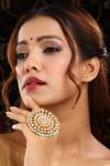 Buy_Ruby Raang_Gold Plated Stones, Pearls Kundan Embellished Cocktail Ring _at_Aza_Fashions