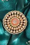 Shop_Ruby Raang_Gold Plated Stones, Pearls Kundan Embellished Cocktail Ring _at_Aza_Fashions