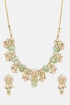 Buy Ruby Raang Green Stones, Pearls, Beads Kundan And Embellished Necklace & Earrings Set Buy_Ruby Raang_Green Stones, Pearls, Beads Kundan And Embellished Necklace & Earrings Set