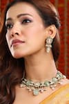 Buy_Ruby Raang_Green Stones, Pearls, Beads Kundan And Embellished Necklace & Earrings Set _at_Aza_Fashions