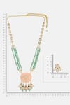 Ruby Raang Green Stones, Pearls, Beads Kundan And Multistone Necklace Set at Aza Fashions Ruby Raang_Green Stones, Pearls, Beads Kundan And Multistone Necklace Set _at_Aza_Fashions