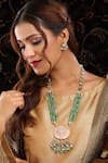 Buy_Ruby Raang_Green Stones, Pearls, Beads Kundan And Multistone Necklace Set _at_Aza_Fashions