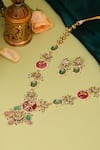 Buy_Ruby Raang_Multi Color Stones, Pearls, Beads Kundan Embellished Necklace And Earring Set 