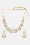 Shop_Ruby Raang_Gold Plated Stones, Pearls, Beads Kundan And Crescent Necklace & Earring Set _at_Aza_Fashions