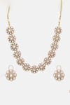 Shop Ruby Raang Gold Plated Stones Kundan Floral Necklace And Earring Set Online at Aza Fashions Shop_Ruby Raang_Gold Plated Stones Kundan Floral Necklace And Earring Set _Online_at_Aza_Fashions