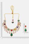 Buy Ruby Raang Multi Color Stones Kundan And Embellished Necklace Set Buy_Ruby Raang_Multi Color Stones Kundan And Embellished Necklace Set