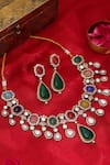 Shop_Ruby Raang_Multi Color Stones Kundan And Embellished Necklace Set _at_Aza_Fashions
