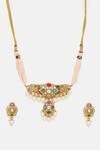 Ruby Raang Multi Color Stones, Pearls Kundan And Embellished Choker Set Online at Aza Fashions Ruby Raang_Multi Color Stones, Pearls Kundan And Embellished Choker Set _Online_at_Aza_Fashions