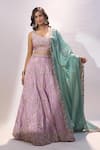 Shop Samyukta Singhania Lavender Satin, Silk Embroidery, Sequins, Stones Sweetheart Lehenga Blouse Set Online at Aza Fashions Shop_Samyukta Singhania_Lavender Satin, Silk Embroidery, Sequins, Stones Sweetheart Lehenga Blouse Set _Online_at_Aza_Fashions