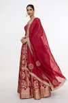 Buy_Ekaya Banaras_Red Satin, Silk, Organza Zari, Embroidery Square Floral Handwoven Lehenga Set _at_Aza_Fashions