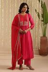 Buy_Gulabik Jaipur_Pink Chanderi Sequins, Stones, Gota Patti, Metallic Thread Embroidered Kurta Set _at_Aza_Fashions