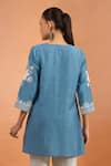 Shop_Naintara Bajaj_Teal Embroidery V-neck Kurta _at_Aza_Fashions