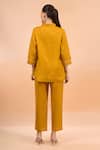 Shop Naintara Bajaj Mustard Cotton, Linen Embroidery Collared, Button-down Neck Kurta And Pant Set at Aza Fashions Shop_Naintara Bajaj_Mustard Cotton, Linen Embroidery Collared, Button-down Neck Kurta And Pant Set _at_Aza_Fashions