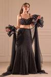 Buy_Richa Jaisinghani Label_Black Georgette Beads, Sequins Sweetheart Neck Luna Embellished Lehenga Set _at_Aza_Fashions