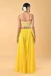 Shop_Keith Gomes_Yellow Silk Organza Beads, Embroidery Glass Flower Tunic Palazzo Set _at_Aza_Fashions