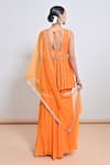 Shop_Keith Gomes_Orange Georgette, Silk Organza, Net Zari, Zardozi Peplum Top And Gharara Set _at_Aza_Fashions