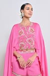Buy_Keith Gomes_Pink Silk Organza, Chiffon, Crepe Beads, And Embellished Tunic & Gharara Set _Online_at_Aza_Fashions