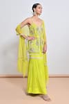 Keith Gomes_Green Silk Organza, Chiffon, Crepe, Net Beads, And Embellished Tunic Gharara Set _Online_at_Aza_Fashions