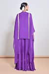 Shop_Keith Gomes_Purple Chiffon, Crepe Sequins, Tassels, Embroidery, Metallic Tunic And Palazzo Set _at_Aza_Fashions