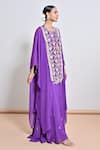 Keith Gomes_Purple Chiffon, Crepe Sequins, Tassels, Embroidery, Metallic Tunic And Palazzo Set _Online_at_Aza_Fashions