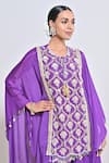 Buy_Keith Gomes_Purple Chiffon, Crepe Sequins, Tassels, Embroidery, Metallic Tunic And Palazzo Set _Online_at_Aza_Fashions