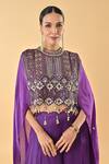 Buy_Keith Gomes_Purple Silk Organza, Chiffon, Crepe Sequins, Tassels, Kaftan And Palazzo Set _Online_at_Aza_Fashions
