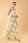 Keith Gomes_Ivory Tissue, Silk, Net Beads, Mirrors, And Embellished Tunic Palazzo Set _Online_at_Aza_Fashions
