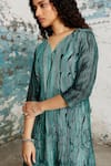 Buy Saksham & Neharicka Green Cotton, Silk Embroidery Split V-neck Breshna Printed And Kurta Set Online at Aza Fashions Buy_Saksham & Neharicka_Green Cotton, Silk Embroidery Split V-neck Breshna Printed And Kurta Set _Online_at_Aza_Fashions