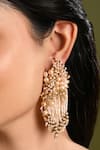 Buy_House Of D"Oro_Peach Beads, Pearls Bouquetta Beaded Embellished Earrings _at_Aza_Fashions