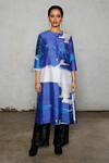 Buy_Saksham & Neharicka_Blue Dupion Embroidery Round Neck Zima Printed And Kurta _Online_at_Aza_Fashions